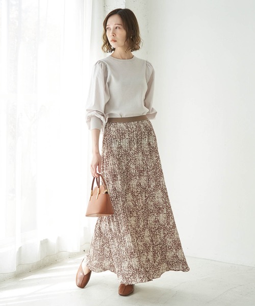 ROPE' PICNIC（ロペピクニック）の「【WEB限定】小花柄プリーツスカート（スカート・レディース・パープル/ブラック/ダークブラウン・38）」の19枚目の写真