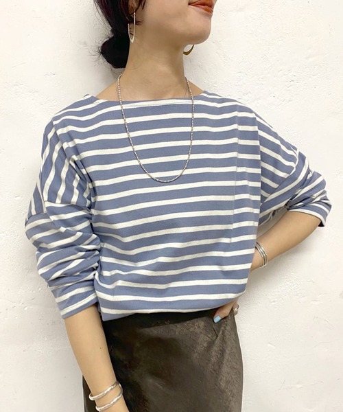 SHENERY（シーナリー）の「サイドスリットボーダーカットソー（Tシャツ/カットソー・レディース・ラベンダー/ネイビー/サックスブルー・FREE）」の3枚目の写真