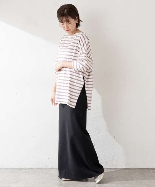 SHENERY（シーナリー）の「サイドスリットボーダーカットソー（Tシャツ/カットソー・レディース・ラベンダー/ネイビー/サックスブルー・FREE）」の5枚目の写真