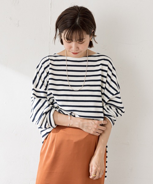 SHENERY（シーナリー）の「サイドスリットボーダーカットソー（Tシャツ/カットソー・レディース・ラベンダー/ネイビー/サックスブルー・FREE）」の8枚目の写真