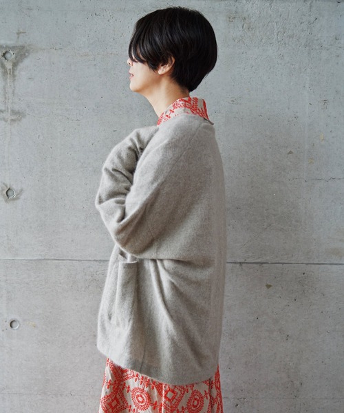 aimer le mieux(エメルミュー)の「aimer ラクーン混 ガウンカーディガン(カーディガン/ボレロ・レディース・ベージュ/グリーン/ブラウン・FREE)」の8枚目の写真