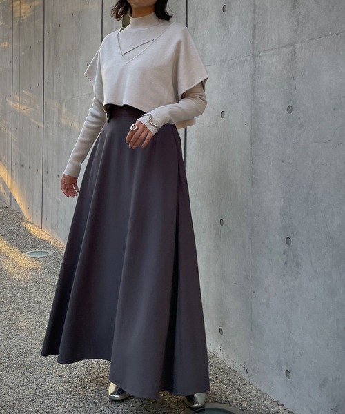 &g'aime（アンジェム）の「【&g’aime】ショートベストレイヤードニット（ニット/セーター・レディース・グレイッシュベージュ/ブラウン/ブラック/チャコールグレー・FREE）」の10枚目の写真