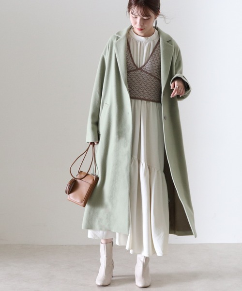 Cheek(チーク)の「チェスターコート(チェスターコート・レディース・グレイッシュベージュ/ミント/キャメル・SMALL/MEDIUM)」の6枚目の写真