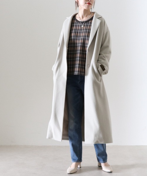 Cheek(チーク)の「チェスターコート(チェスターコート・レディース・グレイッシュベージュ/ミント/キャメル・SMALL/MEDIUM)」の22枚目の写真