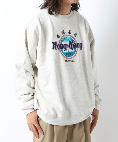 139 【美品】ケボズ×フリークスストア⭐︎ビッグパイルロゴ スウェット 即完売 FREAK'S STORE/ビッグシルエット デザイン刺繍 クルーネック