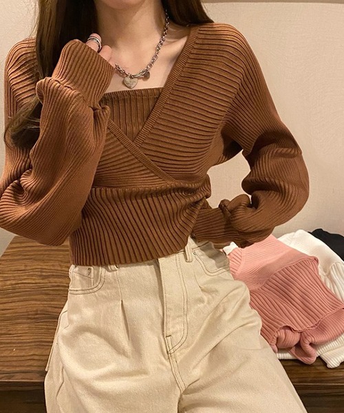 Girly Doll(ガーリードール)の「ニット・セーター(ニット/セーター・レディース・ホワイト/ブラック/ブラウン/ピンク・F)」の7枚目の写真