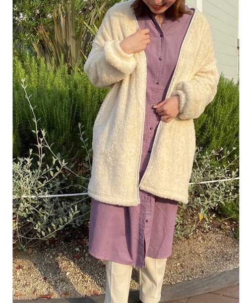 SHOO・LA・RUE（シューラルー）の「◆【S-3L】コーデュロイシャツワンピース（ワンピース・レディース・ダークブラウン/パープル系/サンドベージュ/オフホワイト/オリーブ/チャコールグレー・01/02/03/04/05）」の6枚目の写真