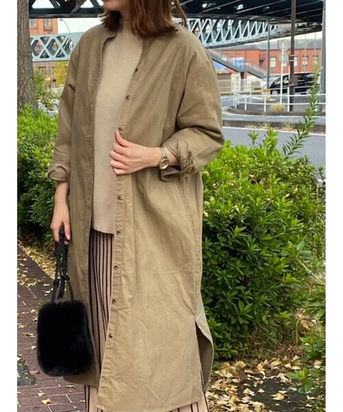 SHOO・LA・RUE（シューラルー）の「◆【S-3L】コーデュロイシャツワンピース（ワンピース・レディース・ダークブラウン/パープル系/サンドベージュ/オフホワイト/オリーブ/チャコールグレー・01/02/03/04/05）」の10枚目の写真