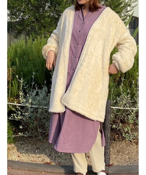 SHOO・LA・RUE（シューラルー）の「◆【S-3L】コーデュロイシャツワンピース（ワンピース・レディース・ダークブラウン/パープル系/サンドベージュ/オフホワイト/オリーブ/チャコールグレー・01/02/03/04/05）」の16枚目の写真