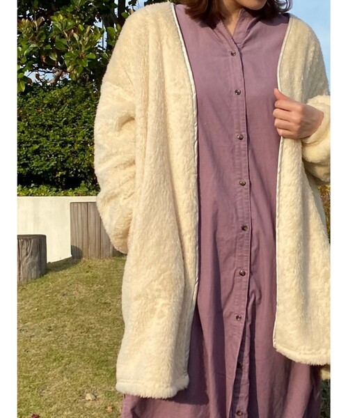 SHOO・LA・RUE（シューラルー）の「◆【S-3L】コーデュロイシャツワンピース（ワンピース・レディース・ダークブラウン/パープル系/サンドベージュ/オフホワイト/オリーブ/チャコールグレー・01/02/03/04/05）」の17枚目の写真