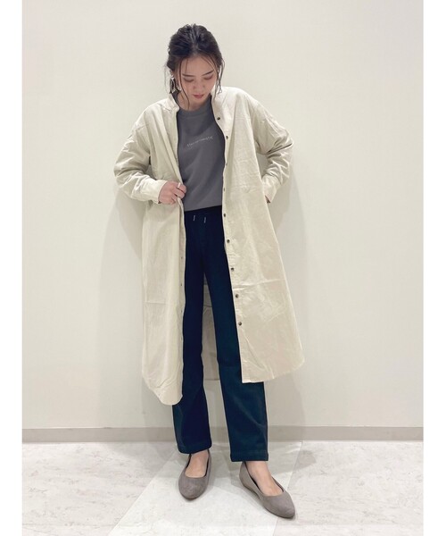 SHOO・LA・RUE（シューラルー）の「◆【S-3L】コーデュロイシャツワンピース（ワンピース・レディース・ダークブラウン/パープル系/サンドベージュ/オフホワイト/オリーブ/チャコールグレー・01/02/03/04/05）」の20枚目の写真