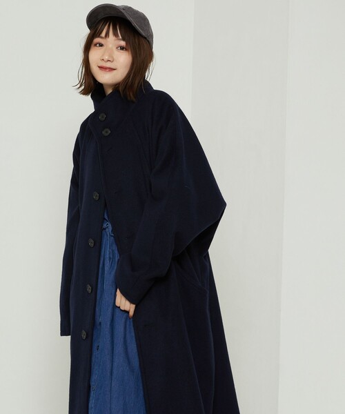 FREAK'S STORE（フリークスストア）の「BASISBROEK/バージスブルック GREAT/グレート(スタンドカラーコート)（チェスターコート・レディース・ブラック/ブラウン/ネイビー・1）」の3枚目の写真