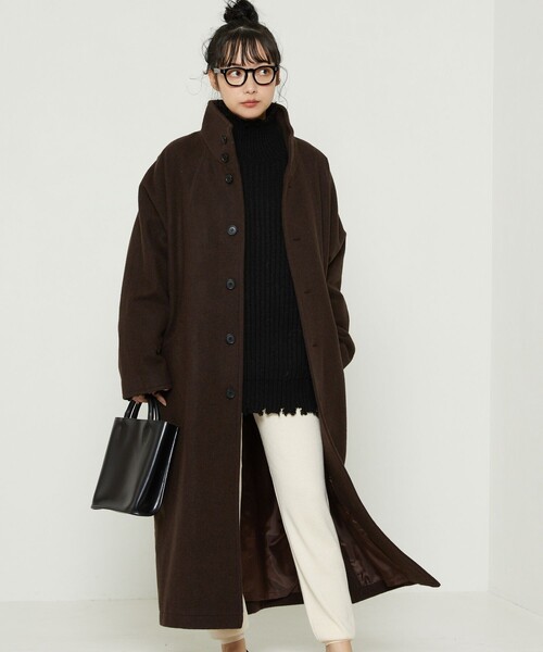 FREAK'S STORE（フリークスストア）の「BASISBROEK/バージスブルック GREAT/グレート(スタンドカラーコート)（チェスターコート・レディース・ブラック/ブラウン/ネイビー・1）」の2枚目の写真