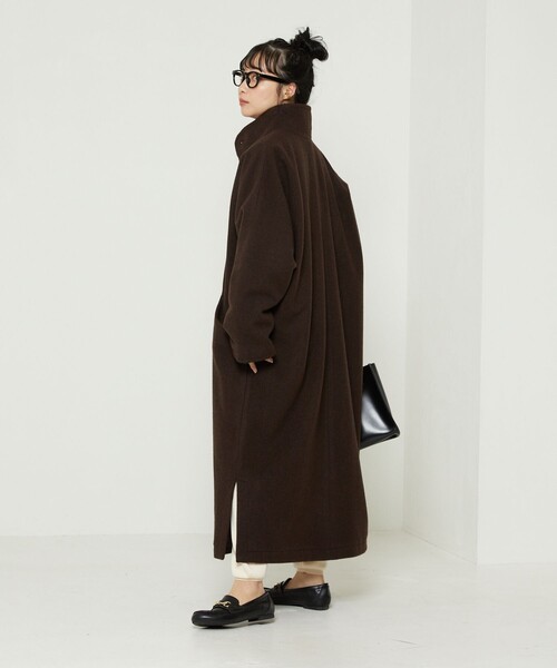 FREAK'S STORE（フリークスストア）の「BASISBROEK/バージスブルック GREAT/グレート(スタンドカラーコート)（チェスターコート・レディース・ブラック/ブラウン/ネイビー・1）」の9枚目の写真