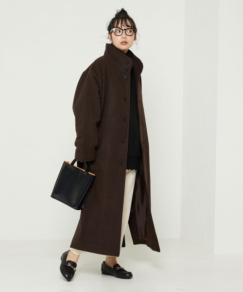 FREAK'S STORE（フリークスストア）の「BASISBROEK/バージスブルック GREAT/グレート(スタンドカラーコート)（チェスターコート・レディース・ブラック/ブラウン/ネイビー・1）」の11枚目の写真