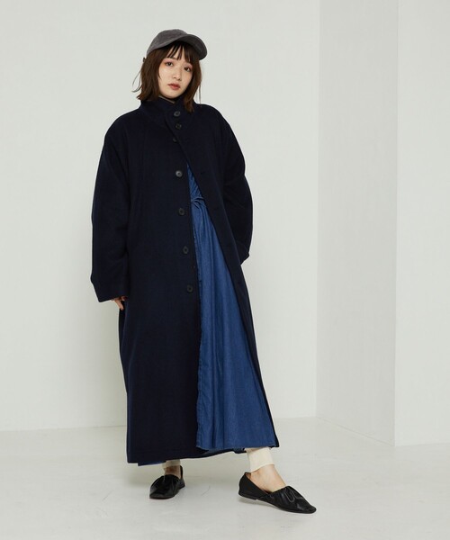 FREAK'S STORE（フリークスストア）の「BASISBROEK/バージスブルック GREAT/グレート(スタンドカラーコート)（チェスターコート・レディース・ブラック/ブラウン/ネイビー・1）」の12枚目の写真