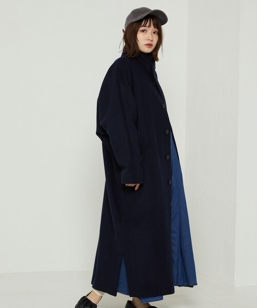 FREAK'S STORE（フリークスストア）の「BASISBROEK/バージスブルック GREAT/グレート(スタンドカラーコート)（チェスターコート・レディース・ブラック/ブラウン/ネイビー・1）」の13枚目の写真