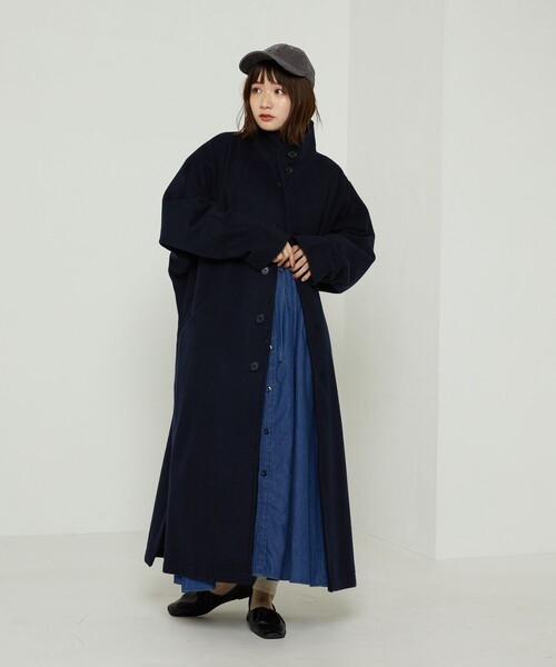 FREAK'S STORE（フリークスストア）の「BASISBROEK/バージスブルック GREAT/グレート(スタンドカラーコート)（チェスターコート・レディース・ブラック/ブラウン/ネイビー・1）」の15枚目の写真