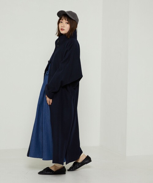 FREAK'S STORE（フリークスストア）の「BASISBROEK/バージスブルック GREAT/グレート(スタンドカラーコート)（チェスターコート・レディース・ブラック/ブラウン/ネイビー・1）」の17枚目の写真