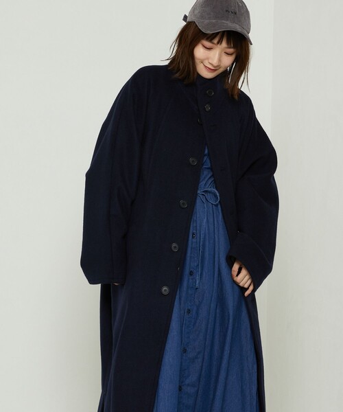 FREAK'S STORE（フリークスストア）の「BASISBROEK/バージスブルック GREAT/グレート(スタンドカラーコート)（チェスターコート・レディース・ブラック/ブラウン/ネイビー・1）」の19枚目の写真