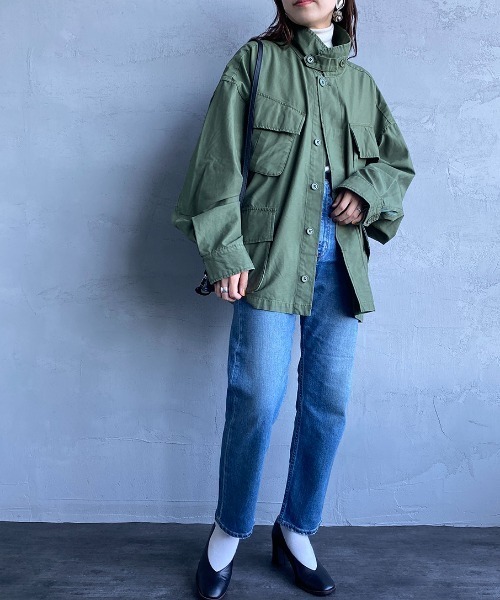 JEANS FACTORY Clothes（ジーンズファクトリークローズ）の「[Jeans Factory Clothes/ジーンズファクトリークローズ] ビッグシルエット ミリタリージャケット（ミリタリージャケット・レディース・ブラック/オフホワイト/オリーブ・M/L）」の3枚目の写真