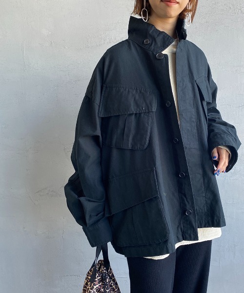 JEANS FACTORY Clothes（ジーンズファクトリークローズ）の「[Jeans Factory Clothes/ジーンズファクトリークローズ] ビッグシルエット ミリタリージャケット（ミリタリージャケット・レディース・ブラック/オフホワイト/オリーブ・M/L）」の2枚目の写真