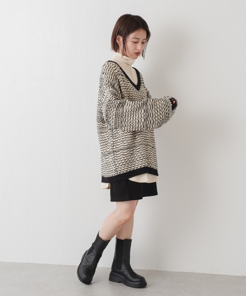 Kastane（カスタネ）の「【リバーシブル】裏目ジャガード前後２WAYニット（ニット/セーター・レディース・ブラック/ブラウン・FREE）」の3枚目の写真