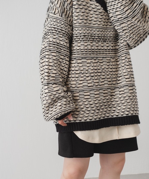 Kastane（カスタネ）の「【リバーシブル】裏目ジャガード前後２WAYニット（ニット/セーター・レディース・ブラック/ブラウン・FREE）」の21枚目の写真