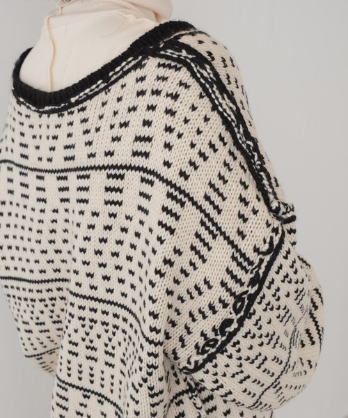 Kastane（カスタネ）の「【リバーシブル】裏目ジャガード前後２WAYニット（ニット/セーター・レディース・ブラック/ブラウン・FREE）」の12枚目の写真