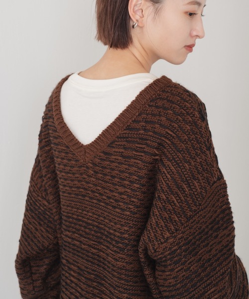 Kastane（カスタネ）の「【リバーシブル】裏目ジャガード前後２WAYニット（ニット/セーター・レディース・ブラック/ブラウン・FREE）」の13枚目の写真