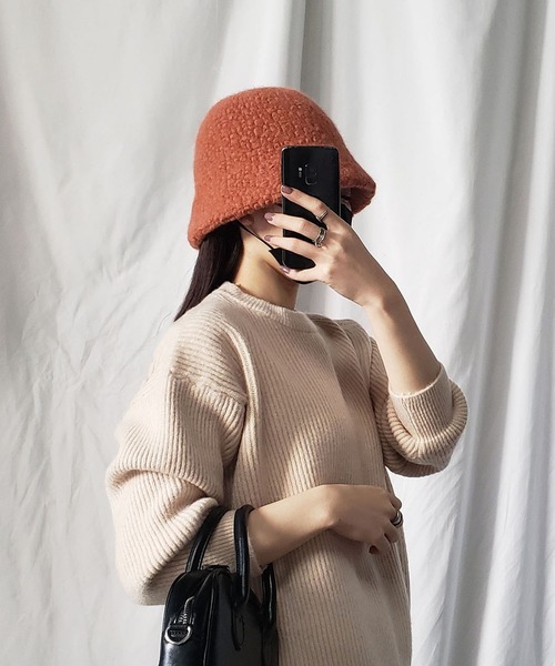me+em select（ミームセレクト）の「※※【7色展開】ウールライクボアバケットハット（ハット・レディース・ホワイト/ブラック/ベージュ/ブラウン/ブルー/モカ/レッド系その他・FREE）」の7枚目の写真