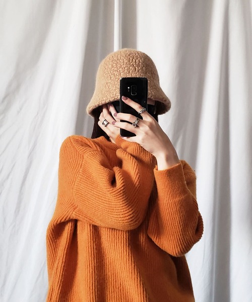 me+em select（ミームセレクト）の「※※【7色展開】ウールライクボアバケットハット（ハット・レディース・ホワイト/ブラック/ベージュ/ブラウン/ブルー/モカ/レッド系その他・FREE）」の4枚目の写真