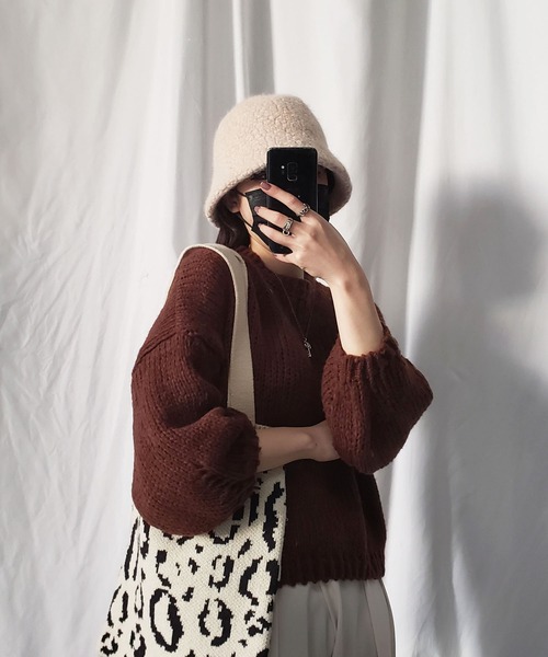 me+em select（ミームセレクト）の「※※【7色展開】ウールライクボアバケットハット（ハット・レディース・ホワイト/ブラック/ベージュ/ブラウン/ブルー/モカ/レッド系その他・FREE）」の12枚目の写真