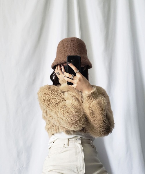 me+em select（ミームセレクト）の「※※【7色展開】ウールライクボアバケットハット（ハット・レディース・ホワイト/ブラック/ベージュ/ブラウン/ブルー/モカ/レッド系その他・FREE）」の22枚目の写真