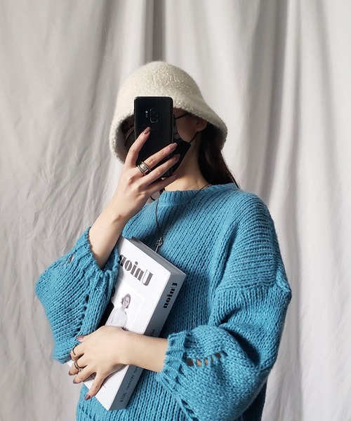 me+em select（ミームセレクト）の「※※【7色展開】ウールライクボアバケットハット（ハット・レディース・ホワイト/ブラック/ベージュ/ブラウン/ブルー/モカ/レッド系その他・FREE）」の8枚目の写真