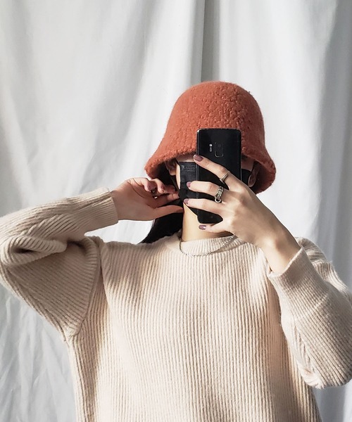 me+em select（ミームセレクト）の「※※【7色展開】ウールライクボアバケットハット（ハット・レディース・ホワイト/ブラック/ベージュ/ブラウン/ブルー/モカ/レッド系その他・FREE）」の13枚目の写真