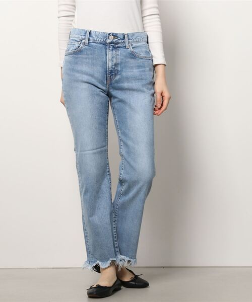 Munich(ミューニック)の「Munich (ミューニック) 12ozローツイスト10イヤーデニム セミフレアデストロイパンツ(デニムパンツ・レディース・ブラック/インディゴブルー・SMALL/X-SMALL/FREE)」の2枚目の写真