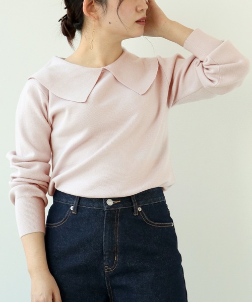 Simplicite（サンプリシテ）の「襟付きプルオーバー◆（ニット/セーター・レディース・ブラック/ネイビー/ピンク・FREE）」の22枚目の写真