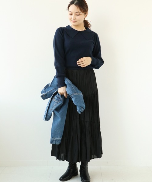 Simplicite（サンプリシテ）の「襟付きプルオーバー◆（ニット/セーター・レディース・ブラック/ネイビー/ピンク・FREE）」の20枚目の写真