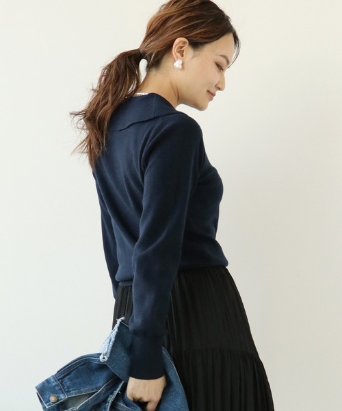 Simplicite（サンプリシテ）の「襟付きプルオーバー◆（ニット/セーター・レディース・ブラック/ネイビー/ピンク・FREE）」の18枚目の写真