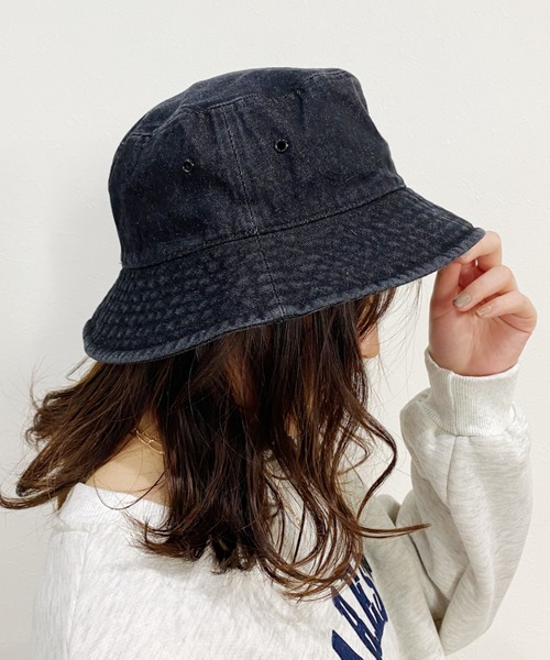 newhattan(ニューハッタン)の「【newhattan】デニムバケットハット(ハット・レディース・ライトブルー/ブラック/インディゴブルー/ライトブラック・M/L)」の2枚目の写真