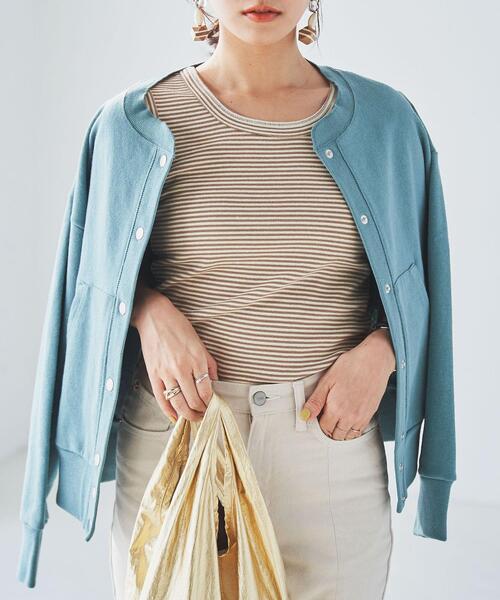 coen（コーエン）の「スナップボタンヘビー裏毛カーディガン（カーディガン/ボレロ・レディース・ネイビー/ライトグレー/ターコイズブルー・LARGE/MEDIUM）」の3枚目の写真