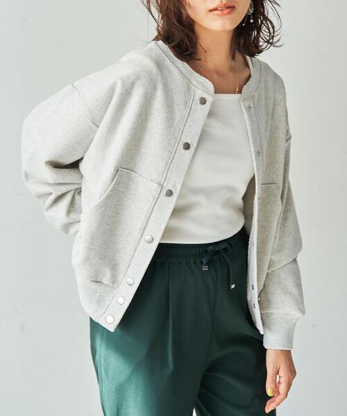 coen（コーエン）の「スナップボタンヘビー裏毛カーディガン（カーディガン/ボレロ・レディース・ネイビー/ライトグレー/ターコイズブルー・LARGE/MEDIUM）」の2枚目の写真