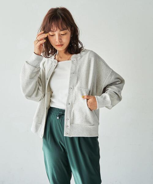 coen（コーエン）の「スナップボタンヘビー裏毛カーディガン（カーディガン/ボレロ・レディース・ネイビー/ライトグレー/ターコイズブルー・LARGE/MEDIUM）」の16枚目の写真