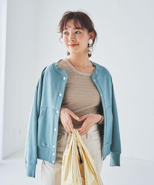 coen（コーエン）の「スナップボタンヘビー裏毛カーディガン（カーディガン/ボレロ・レディース・ネイビー/ライトグレー/ターコイズブルー・LARGE/MEDIUM）」の10枚目の写真