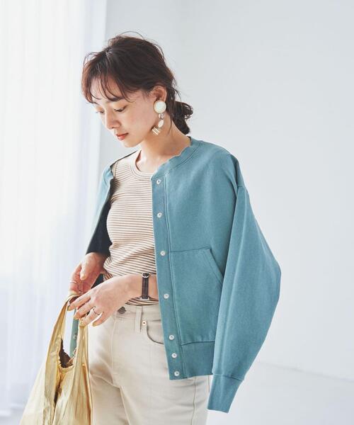coen（コーエン）の「スナップボタンヘビー裏毛カーディガン（カーディガン/ボレロ・レディース・ネイビー/ライトグレー/ターコイズブルー・LARGE/MEDIUM）」の11枚目の写真