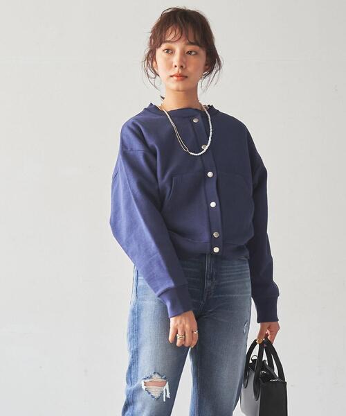coen（コーエン）の「スナップボタンヘビー裏毛カーディガン（カーディガン/ボレロ・レディース・ネイビー/ライトグレー/ターコイズブルー・LARGE/MEDIUM）」の13枚目の写真