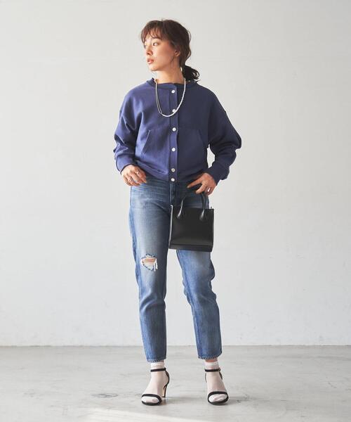 coen（コーエン）の「スナップボタンヘビー裏毛カーディガン（カーディガン/ボレロ・レディース・ネイビー/ライトグレー/ターコイズブルー・LARGE/MEDIUM）」の14枚目の写真