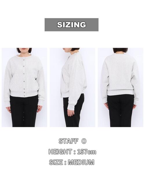 coen（コーエン）の「スナップボタンヘビー裏毛カーディガン（カーディガン/ボレロ・レディース・ネイビー/ライトグレー/ターコイズブルー・LARGE/MEDIUM）」の6枚目の写真