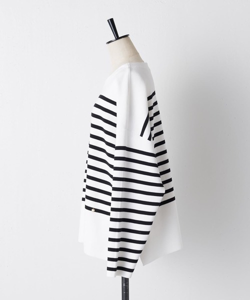 BEARDSLEY(ビアズリー)の「型崩れしにくいボーダーニット(ニット/セーター・レディース・ブラック/ブルー・FREE)」の15枚目の写真